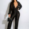 Clubwear * | Sexy Solid Deep V Neck Bandage Wide Leg Jumpsuit Osm-4379 Discount Online