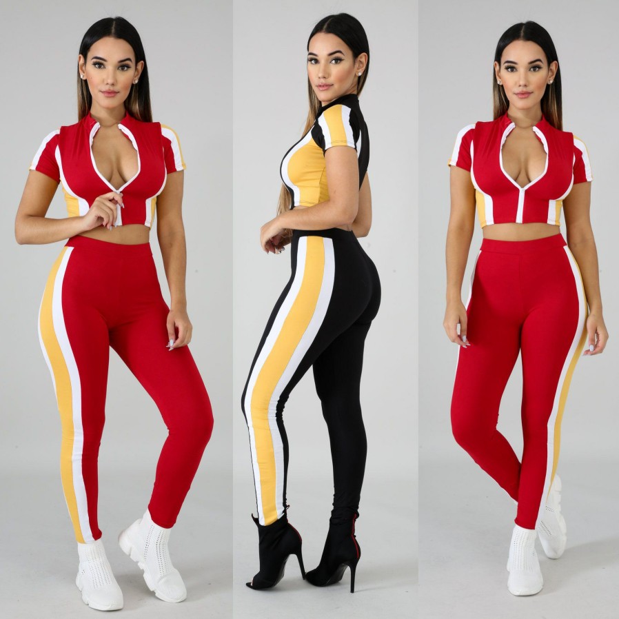 Clubwear * | Casual Patchwork Sports 2 Piece Set Lx-3080 Excellent Quality