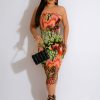 Dresses * | Print Wrap Chest Slim Midi Dress Te-4623 Online