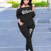 Clubwear * | Queen Letter Print Casual Long Sleeve 2 Piece Sets Znf-9125 Cheaper