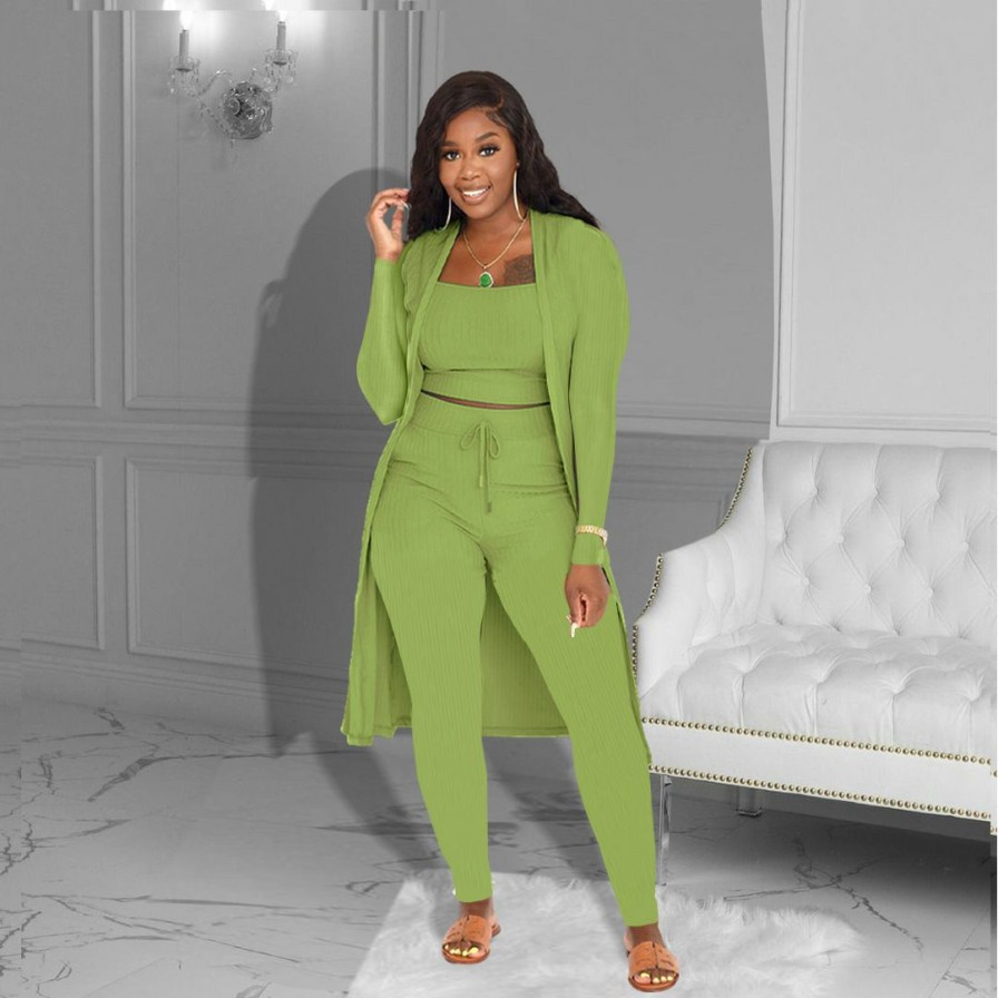 Clubwear * | Plus Size Solid Vest+Pants+Long Sleeve Coat 3 Piece Sets Zdf-31238 Hot Sell