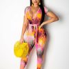 Clubwear * | Snake Skin Print Short Sleeve Sashes Jumpsuit Hms-5238 Exquisite Gifts