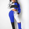 Clubwear * | Fashion Casual Splice Zipper Hoodie And Pants Two Piece Set Cqf-918 Clearance