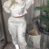 Clubwear * | Casual Printed Sweatshirt Two Piece Pants Set Wsm-5212 Exquisite Gifts