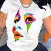 Tops * | Plus Size Face Print Short Sleeve T Shirt Waf-9000270 Hot Sale