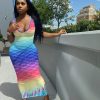 Dresses * | Fish Scales Print Gradient Sleeveless Maxi Dress Nik-229 Exquisite Gifts