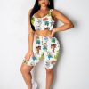 Clubwear * | Cartoon Print Sleeveless Casual Two Piece Shorts Set Cm-734 Wholesale