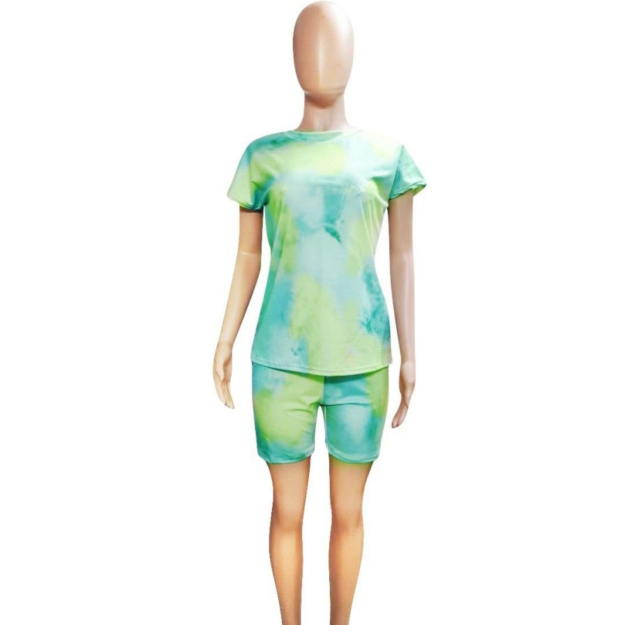 Clubwear * | Casual Pritned T Shirt And Shorts Two Piece Outfit Ymt-6086 Exclusive As Shown