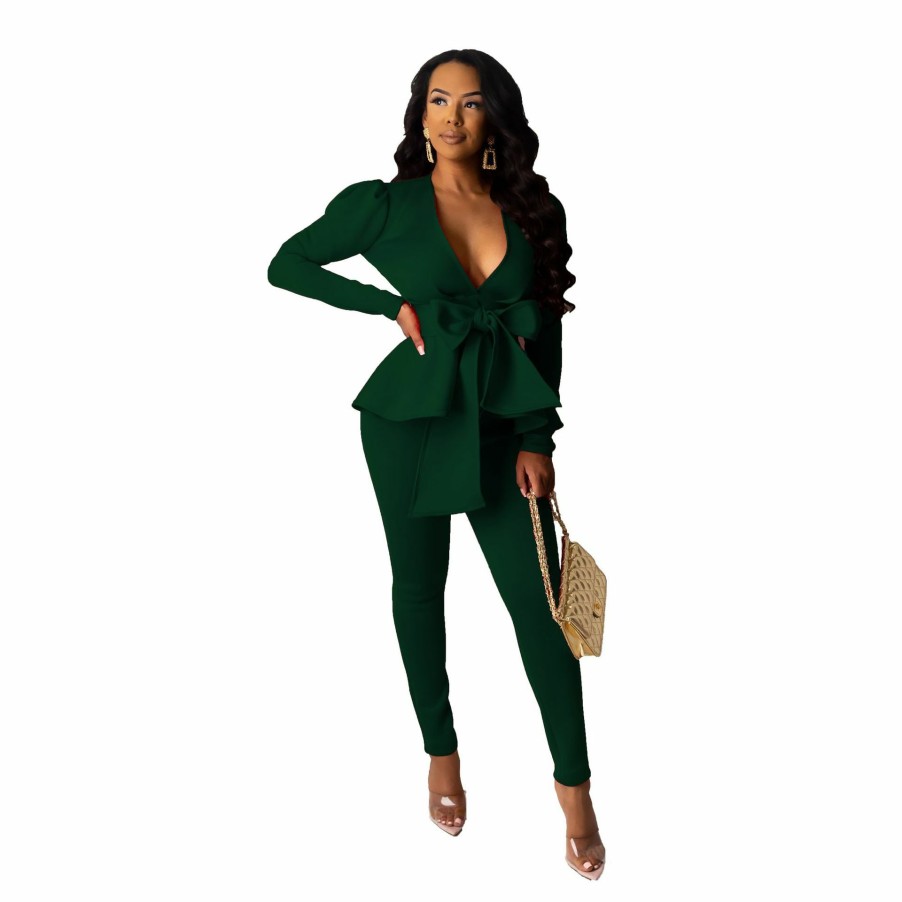 Clubwear * | Fashion Ruffle Casual Two-Piece Suit Cm-639 Promotion